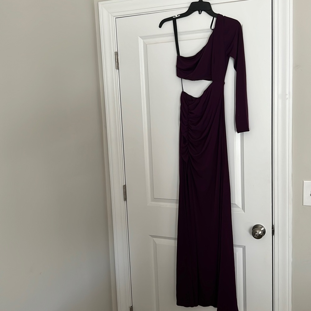 B. Darlin eggplant formal dress. One shoulder with cut out. Size 3/4.